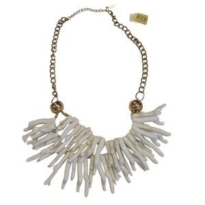 Natasha Couture Double Strand Faux White Coral Statement Necklace   16-19” New